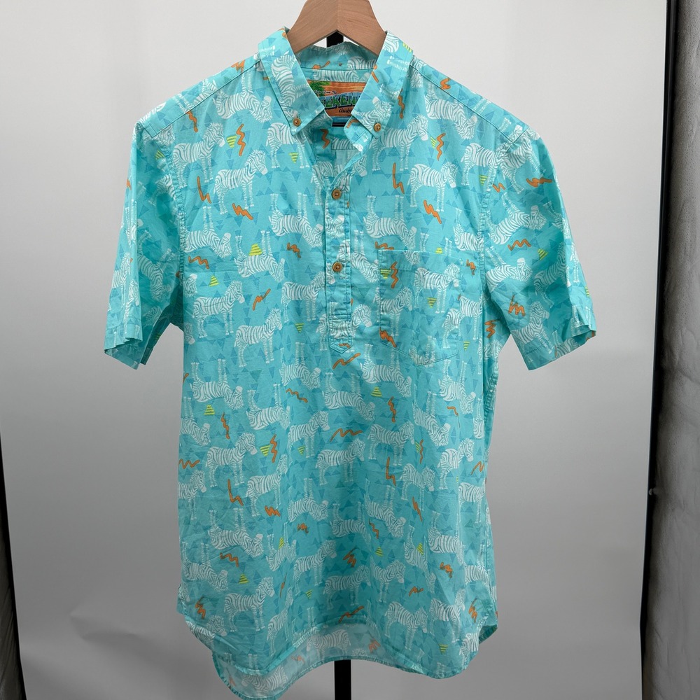 Chubbies Greetings From The Weekend Zebra Print Button Up Shirt Size Medium